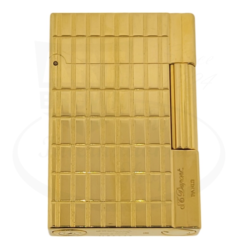 Preowned S.T. Dupont Gatsby Gold Grid Lighter, 018238