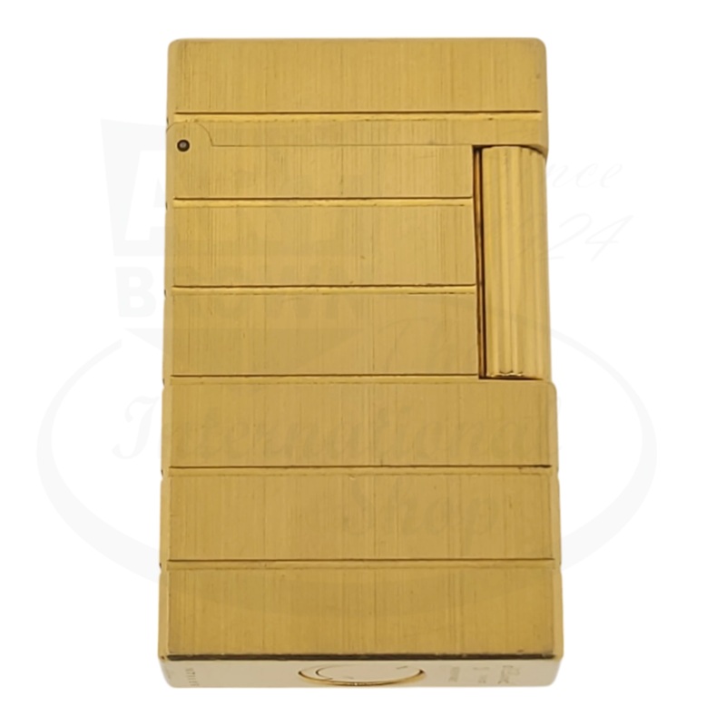 Preowned S.T. Dupont Ligne 1 Brushed Gold Horizontal Lines Lighter, 014244