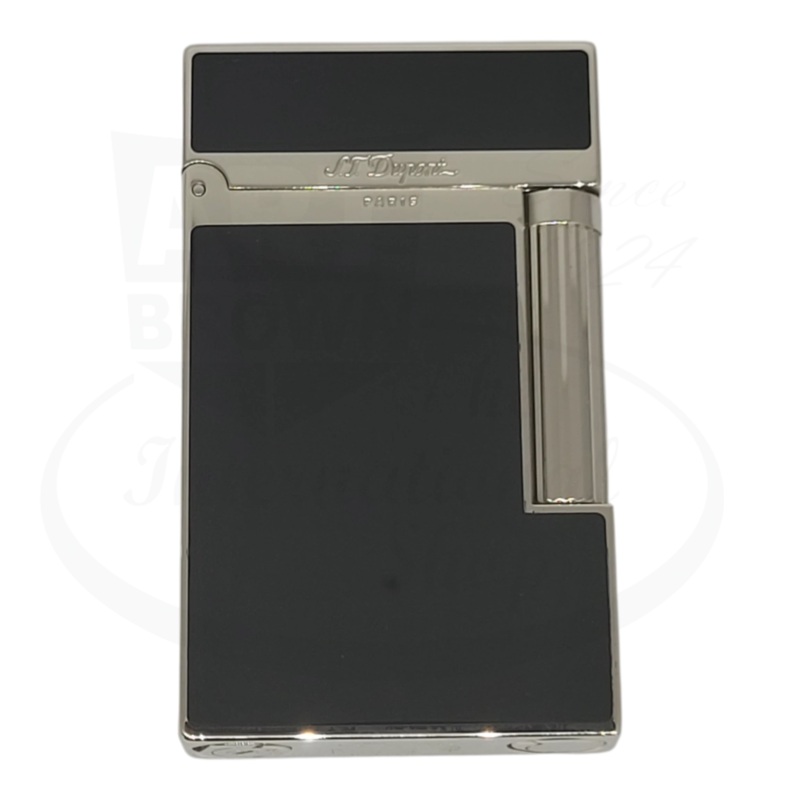 Preowned S.T. Dupont Ligne 2 Montparnasse Black Chinese Lacquer & Palladium Lighter, 016296-D3