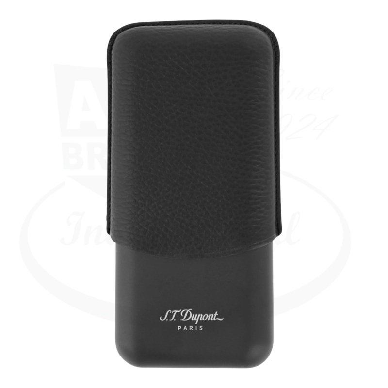 S.T. Dupont 3-Cigar Grained Black Leather & Matte Black Base Case, 183340