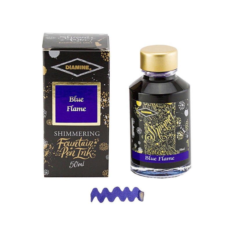 Diamine Shimmer Ink Bottle, Blue Flame - 50ml