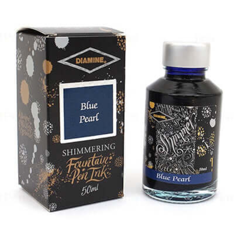 Diamine Shimmer Ink Bottle, Blue Pearl - 50ml