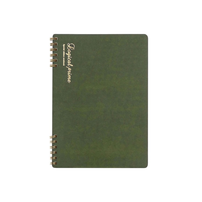 Nakabayashi Logical Prime Fountain Pen Friendly Spiral Notebook, Green - 7mm Ruled