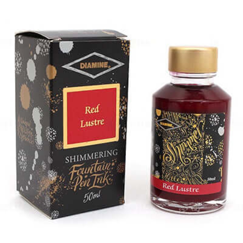 Diamine Shimmer Ink Bottle, Red Lustre - 50ml