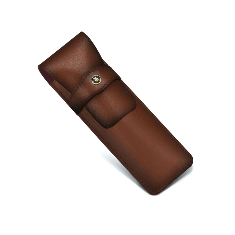 Lapis Bard Classic Leather 2 Pen Holder - Cognac