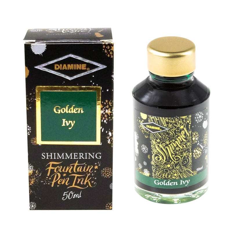 Diamine Shimmer Ink Bottle, Golden Ivy - 50ml