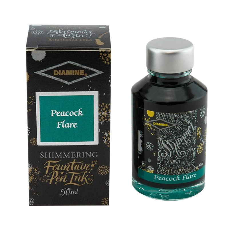 Diamine Shimmer Ink Bottle, Peacock Flare - 50ml