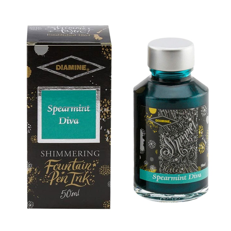 Diamine Shimmer Ink Bottle, Spearmint Diva - 50ml