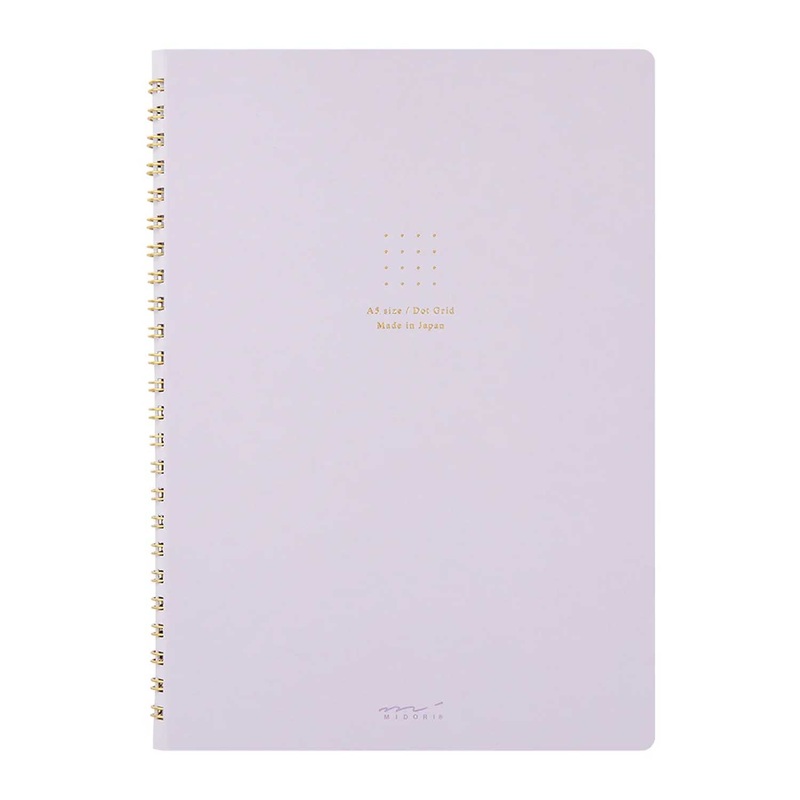 Midori Soft Colour Purple Spiral Notebook - A5, Dotted