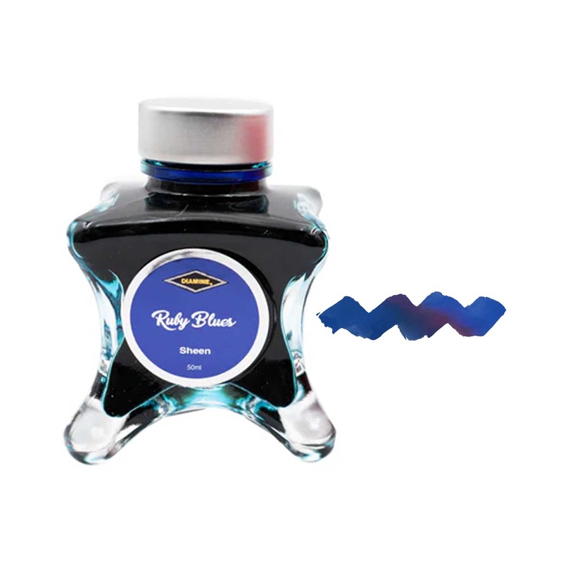 Diamine Inkvent Sheen Ink Bottle, Ruby Blues - 50ml