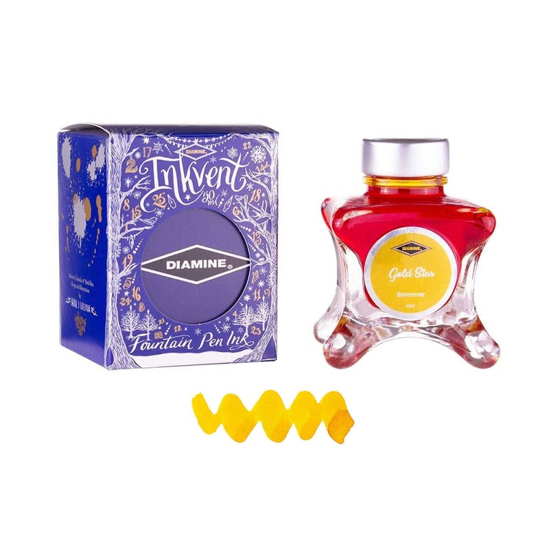 Diamine Inkvent Shimmer Ink Bottle, Gold Star - 50ml