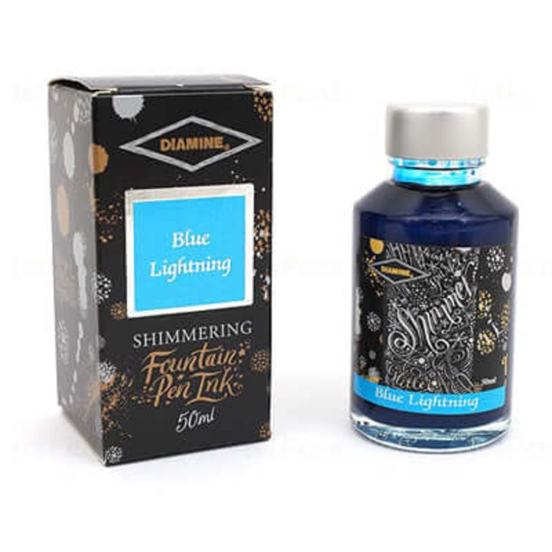 Diamine Shimmer Ink Bottle, Blue Lightning - 50ml