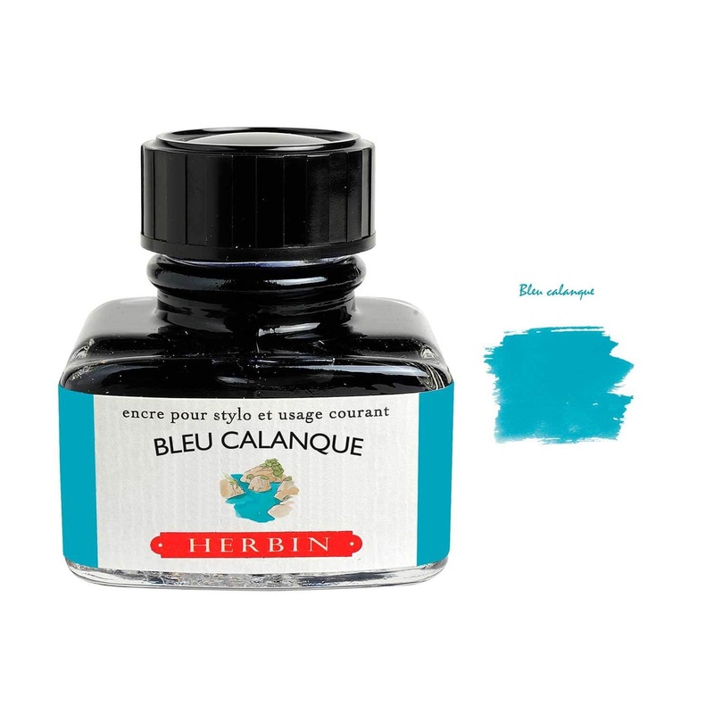 J Herbin D Series Ink Bottle, Bleu Calanque (Turquoise) - 30ml