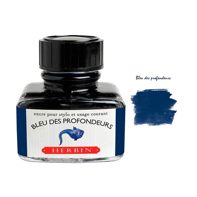 J Herbin D Series Ink Bottle, Bleu Des Profondeurs (Dark Blue) -  30ml