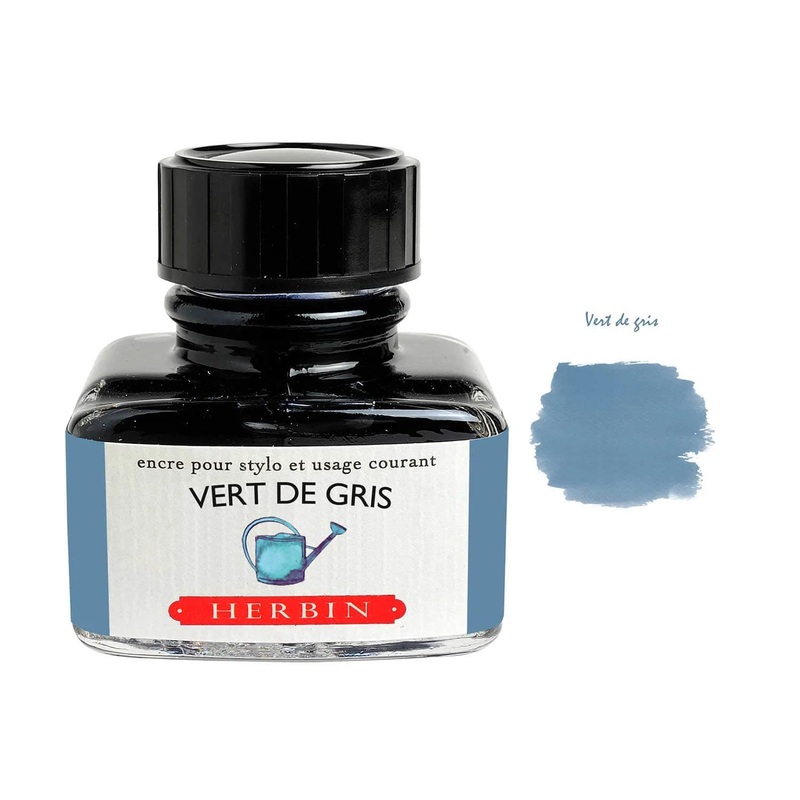 J Herbin D Series Ink Bottle, Vert De Gris (Greyish Green) - 30ml