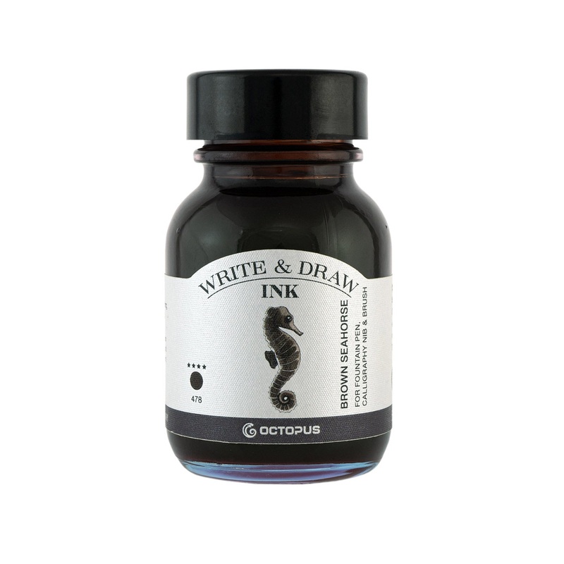 Octopus Write & Draw Ink Bottle, Brown Seahorse - 50ml