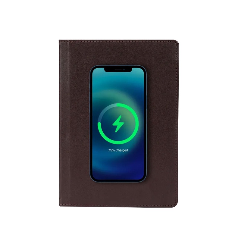 Pennline Superbook Edge 8000 mAh Power Bank Organiser with Fast Wireless Charging - Brown