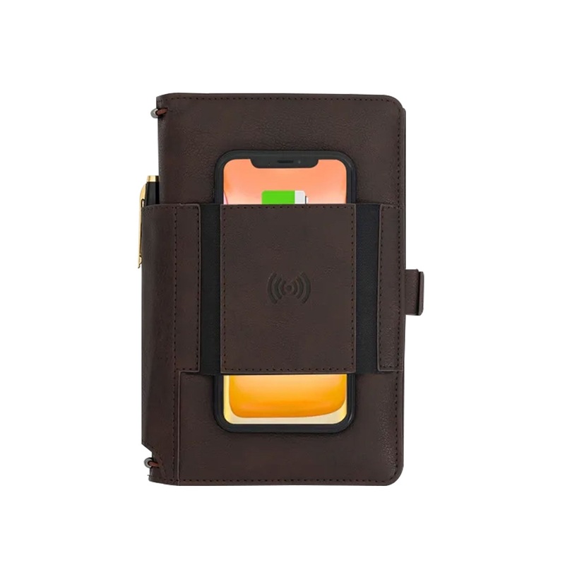 Pennline Superbook Mini Organiser with Wireless Charging and 4000 mAh Powerbank - Coffee Brown
