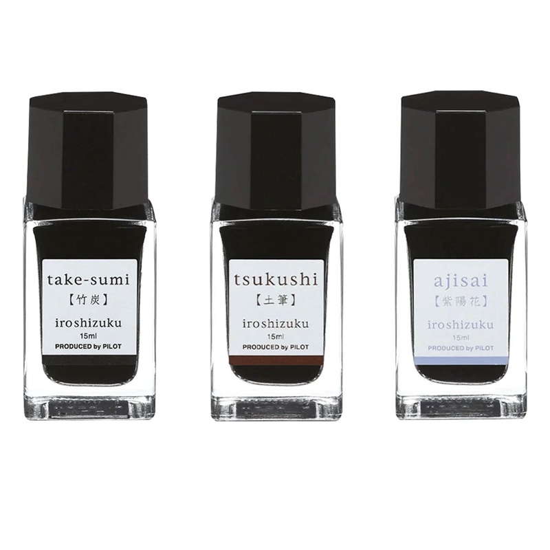 Pilot Iroshizuku 3 Colour Ink Bottle Set - Ajisai + Takesumi + Tsukushi (15ml)