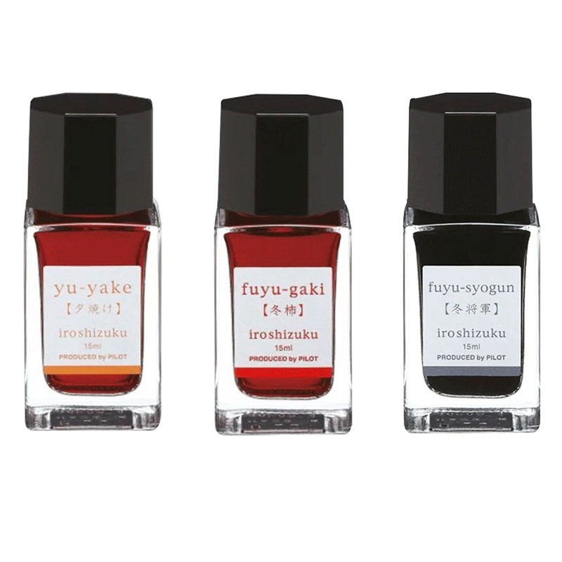 Pilot Iroshizuku 3 Colour Ink Bottle Set - Fuyugaki + Fuyusyogun + Yuyake (15ml)