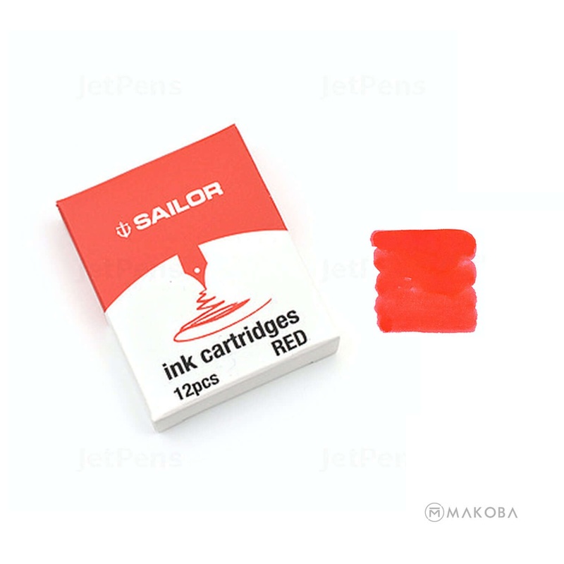Sailor Dye Based Ink Cartridge, Red - Pack Of 12