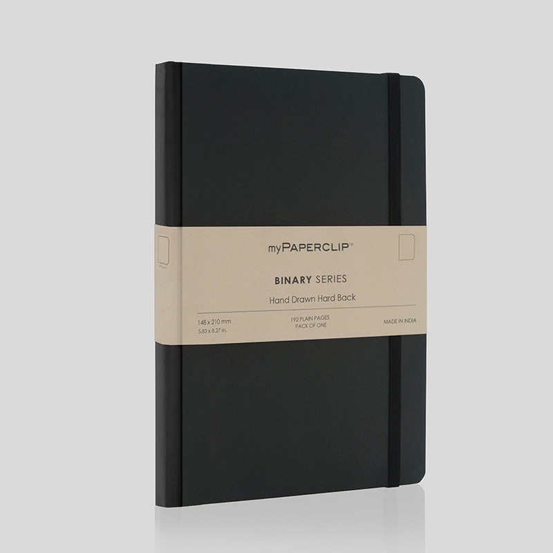 myPAPERCLIP Binary Series Hard Cover Notebook - Black - A5 - Ruled