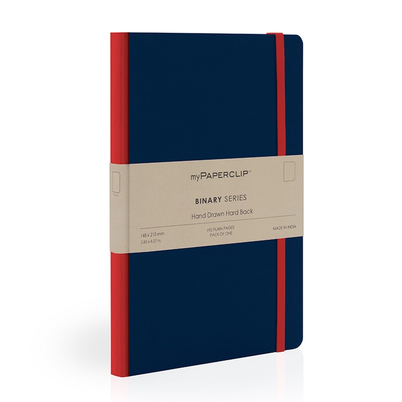 myPAPERCLIP Binary Series Hard Cover Notebook - Blue - A5 - Plain