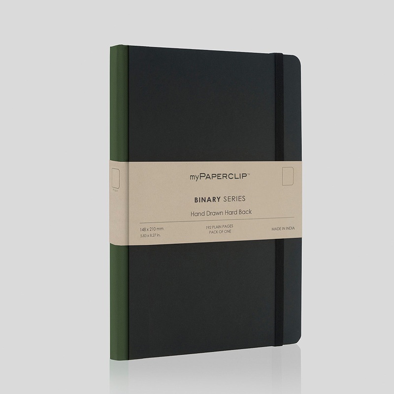myPAPERCLIP Binary Series Hard Cover Notebook - Green - A5 - Plain
