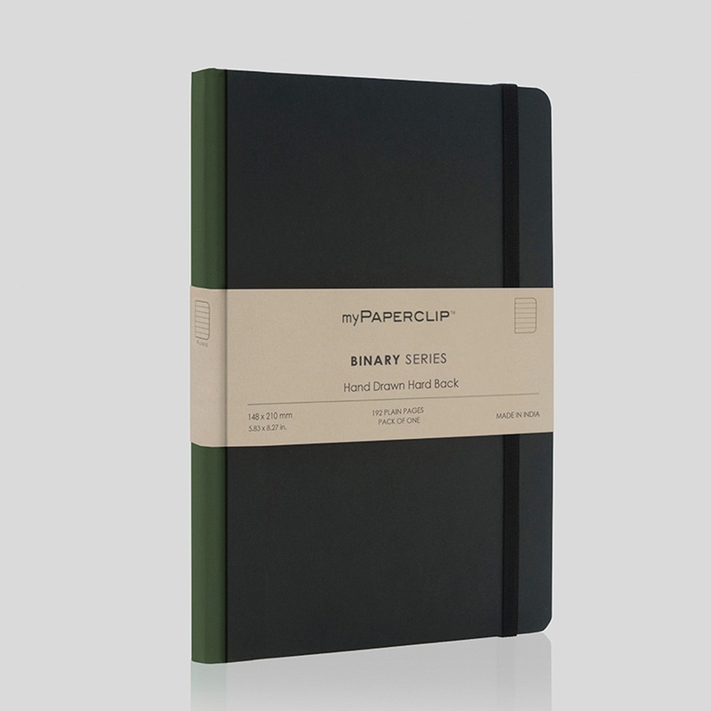 myPAPERCLIP Binary Series Hard Cover Notebook - Green - A5 - Ruled