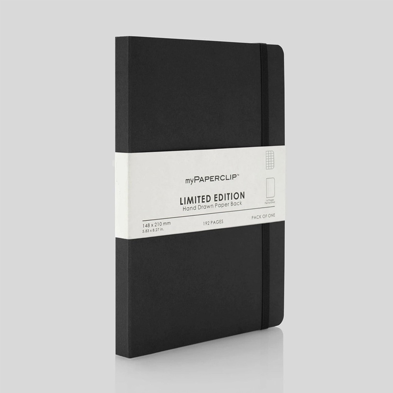 myPAPERCLIP Limited Edition Soft Cover Notebook - Black - A5 - Squared