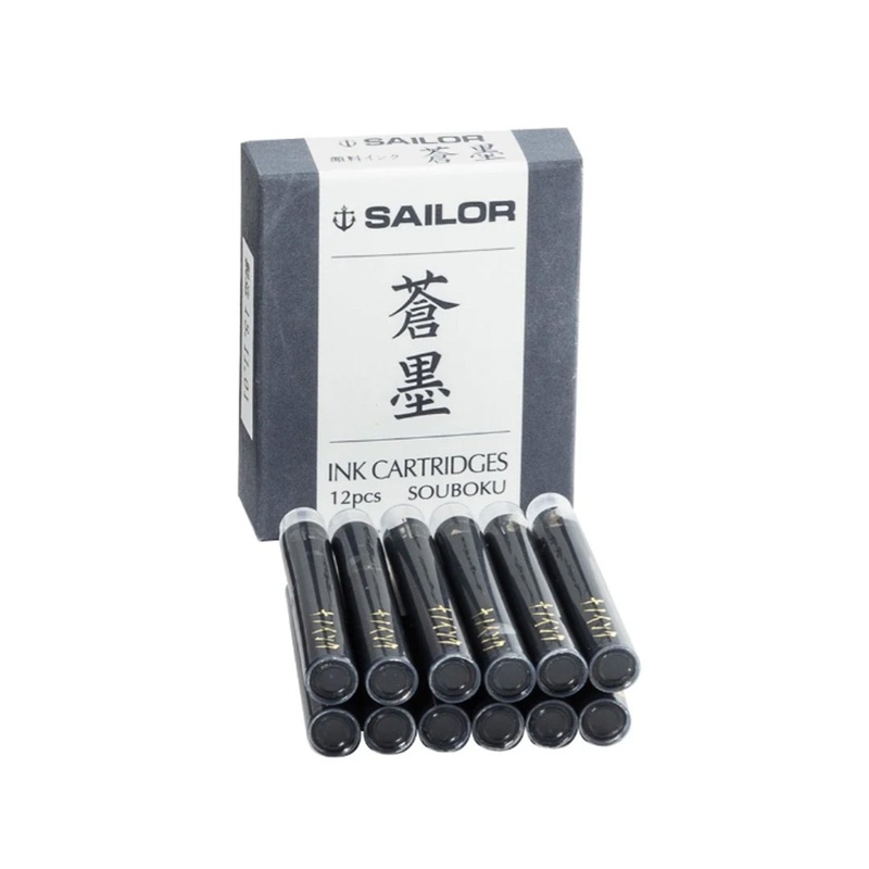 Sailor Pigment Souboku Ink Cartridge Pack of 12 - Blue