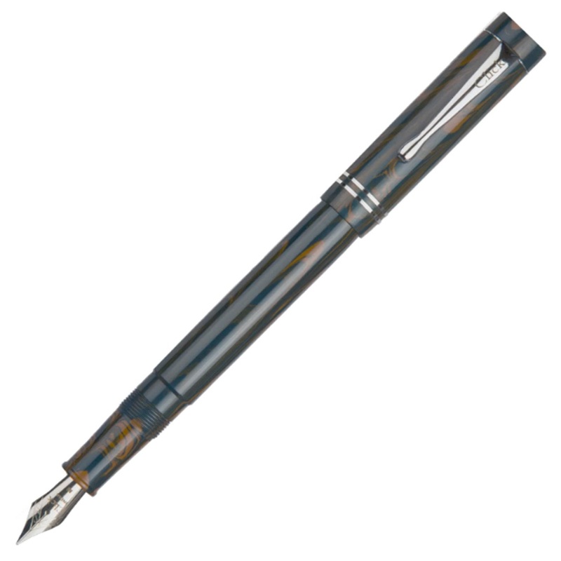 Click Renaissance Ebonite Fountain Pen - Brown Teal Blue CT