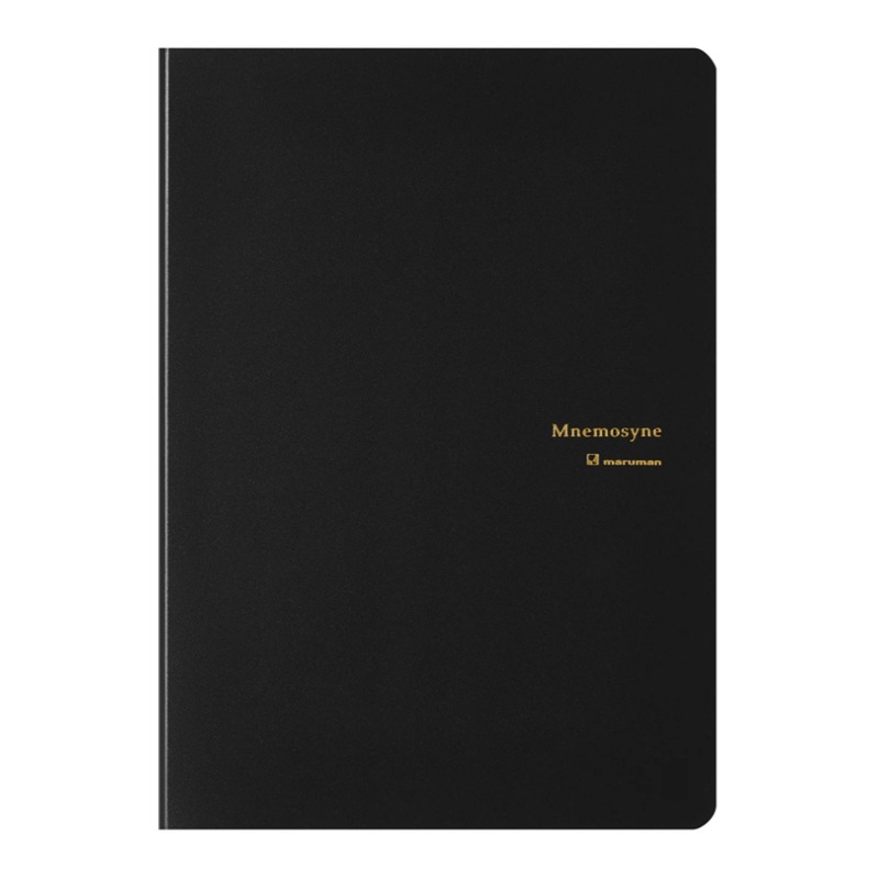 Maruman Mnemosyne HN188A Stapled Black Notepad with Folder - A5 - Squared