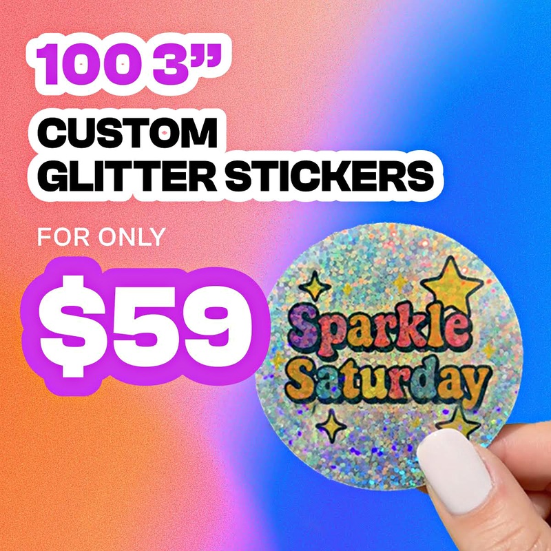 100 3.0 Custom Glitter Holographic Stickers