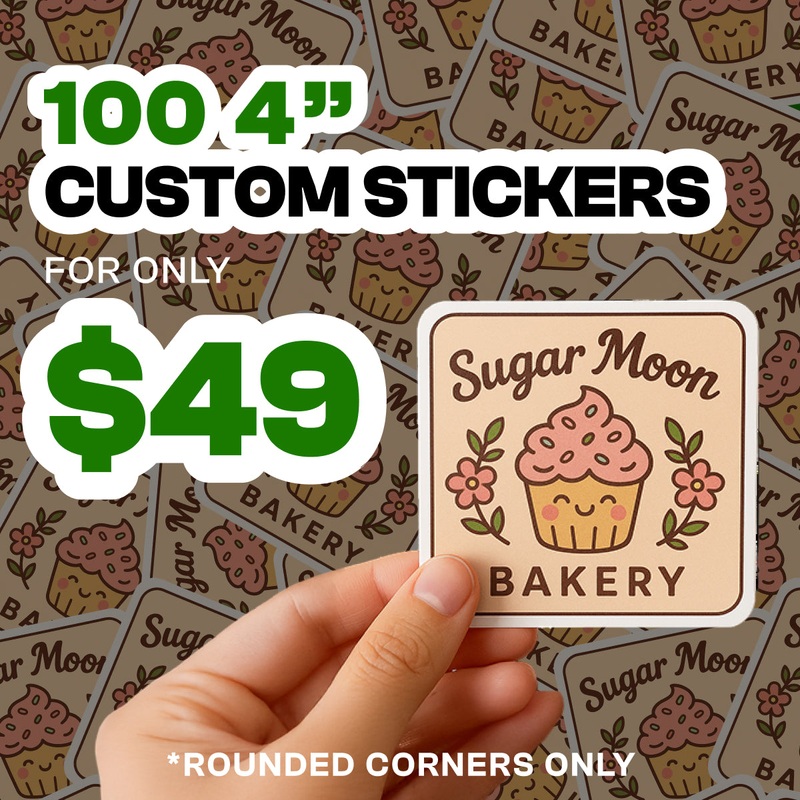 100 Custom 4.0 Squares with Rounded Corners